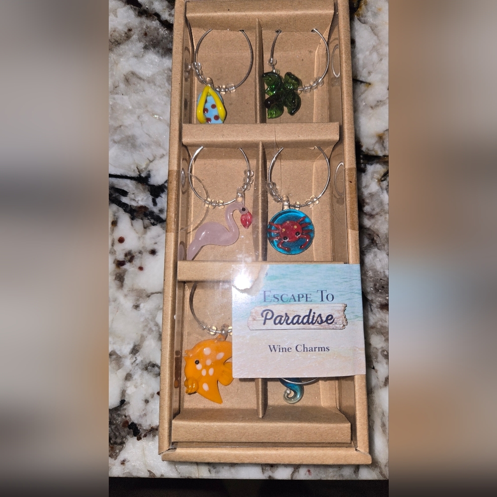 Coastal Wine Charms Set - Multicolor